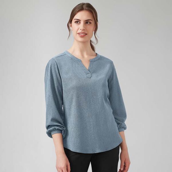 Womens Ruche Long Sleeve Blouse Thumbnail
